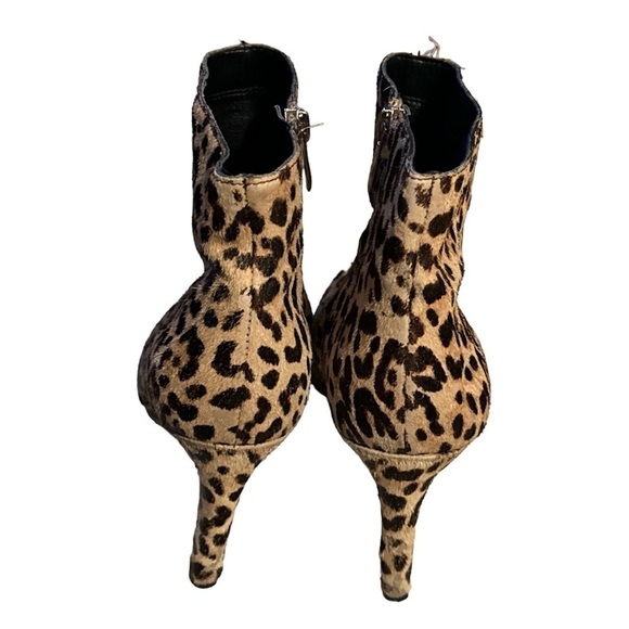 Sam Edelman Olette sand animal print leopard fur ankle boots heels Sz 8 1/2 - Picture 7 of 15